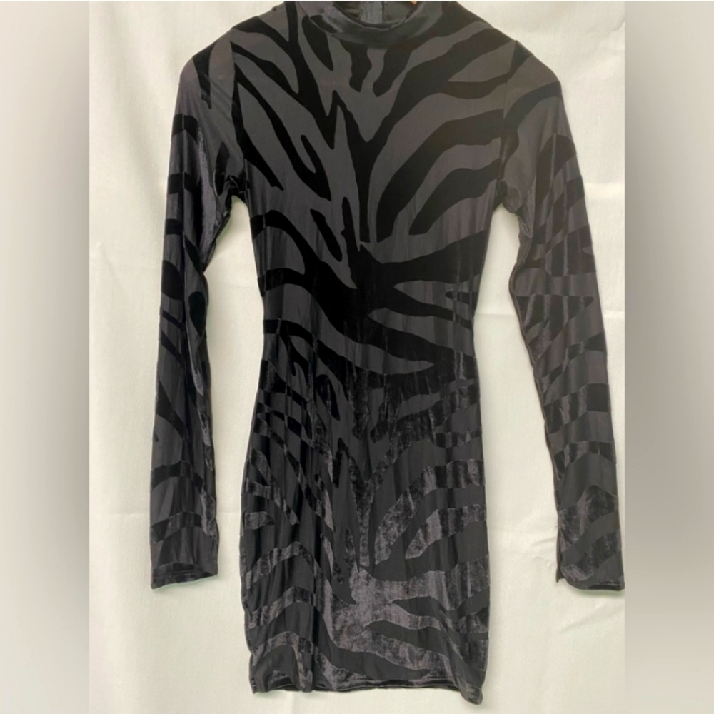 Goodtimesusa Sz S black velvet sheer bodycon dress